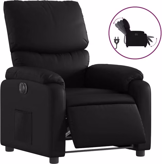 Poltrona | Sedia Relax Reclinabile Elettrica Nera in Similpelle