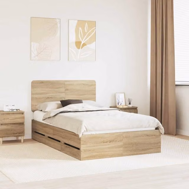 Struttura del letto con cassetto Rovere Sonoma 120 x 190 cm 3412618