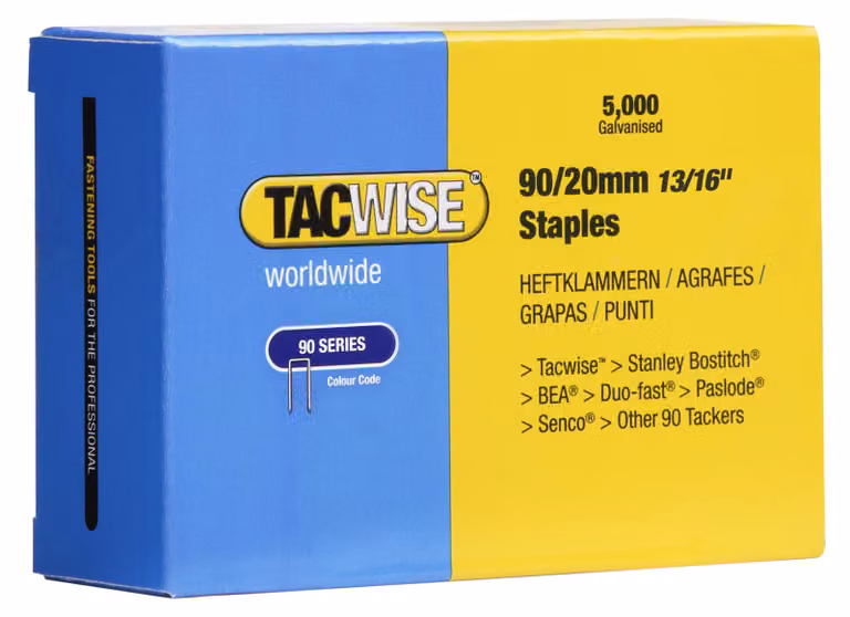 TACWISE 307 TACWISE morsetti posteriori stretti 90/20 mm zincati, 5.000 pezzi