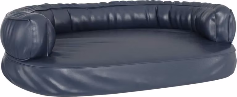 Letto Cani Ergonomico Gommapiuma Blu Scuro 88x65 cm Pelle finta