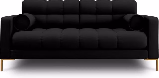 Divano Bali Cosmopolitan Design a 2 posti in tessuto strutturato nero con dettagli oro L: 152 cm, P: 75 cm, H: 76 cm – 1