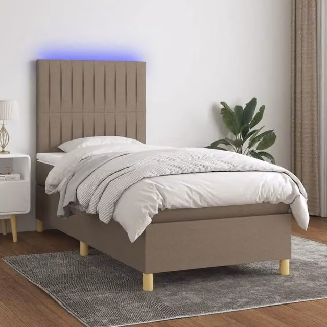 Letto a molle con materasso vidaXL in tessuto beige e grigio con illuminazione LED e porta USB L/P/H: 90 x 200 x 128 cm – 1