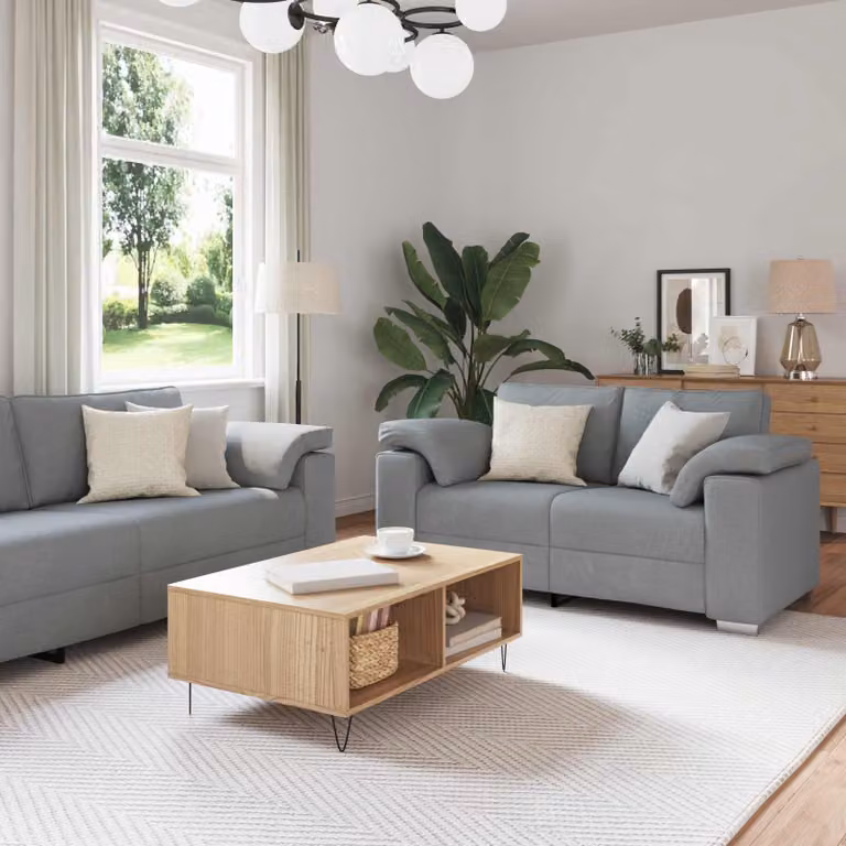 Set di 2 divani vidaXL in tessuto grigio per soggiorno con stile minimalista