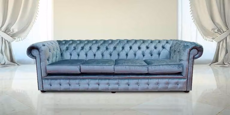 Chesterfield 4 Sitzers Klassische Luxus Barock Rokoko Sofa Couch Leder