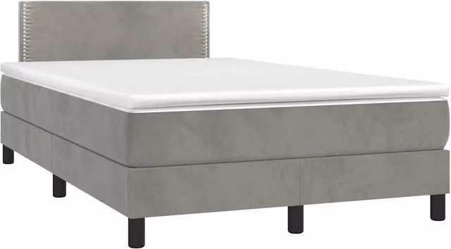 Letto Ibrido con Materasso vidaXL in Velluto Grigio e Bianco con Illuminazione LED e Porta USB L/P/H: 120 x 200 x 193 cm