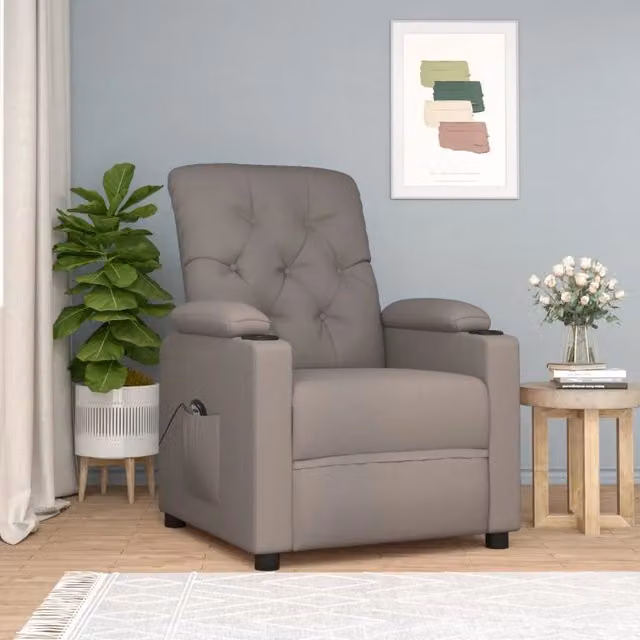 Poltrona Elettrica Reclinabile Tortora in Tessuto 3098847
