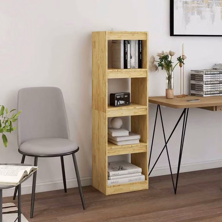 vidaXL Libreria/Divisorio in Legno Massello di Pino Marrone L: 40 cm, P: 30 cm, H: 135,5 cm