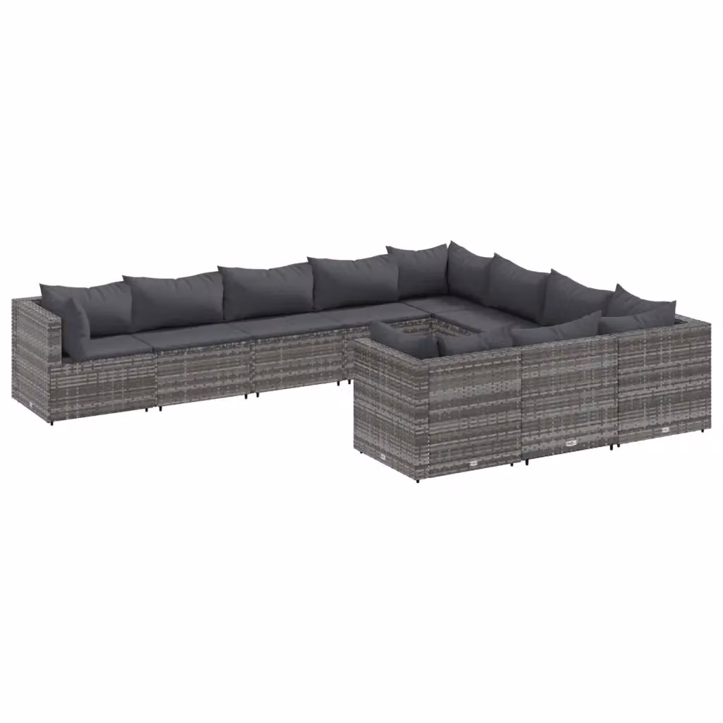 Set Divano da Giardino vidaXL in Polyrattan Grigio Antracite con Cuscini e Struttura in Acciaio – 2