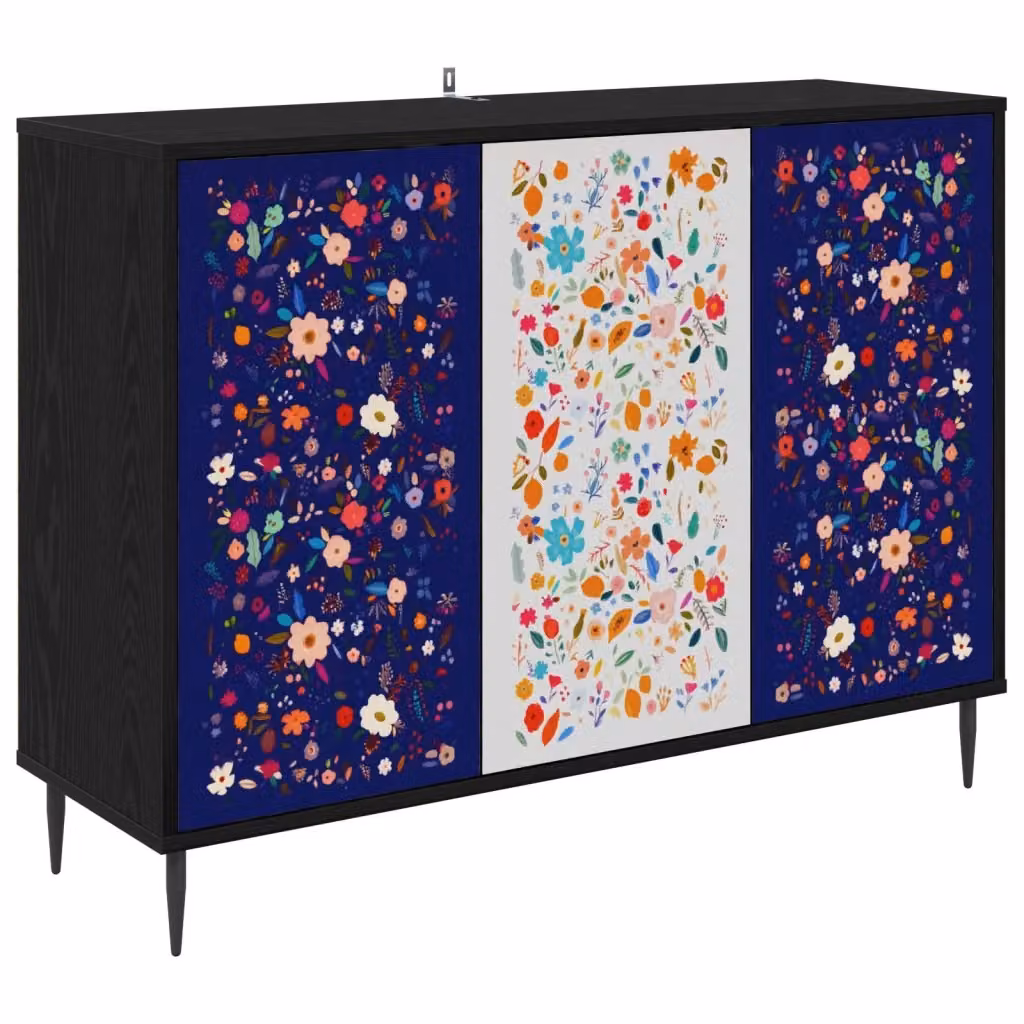 Credenza moderna vidaXL in Rovere e Nero per soggiorno e sala da pranzo L: 102 cm, P: 33 cm, H: 76 cm – 2