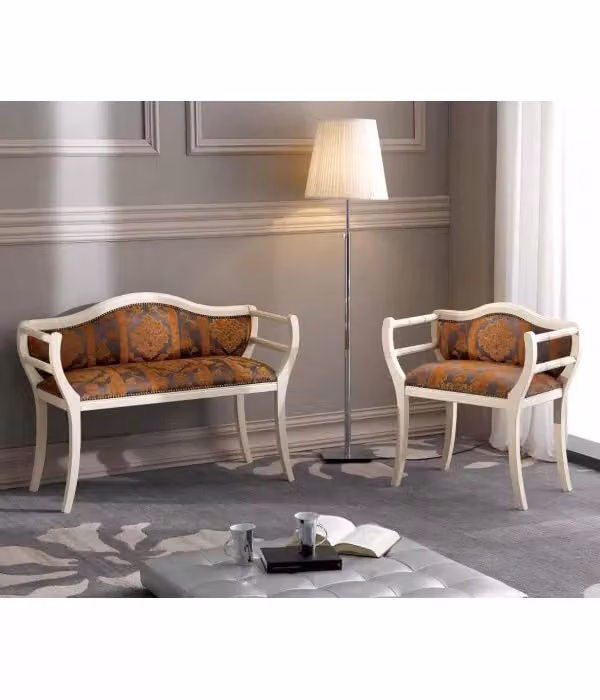 Poltrona imbottita in legno di faggio con decorazioni floreali e braccioli Mobili 2G multicolore – 3