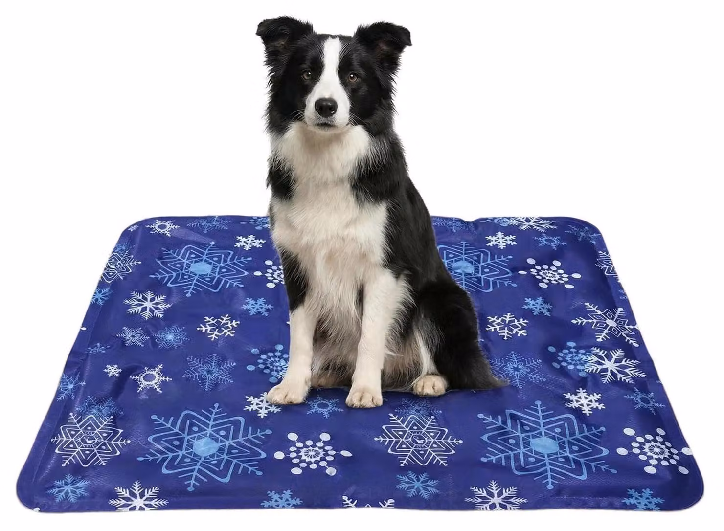 Tappetino refrigerante per cani e gatti, autorigenerante, 60 x 50 cm, motivo a fiocchi di neve, tessuto in taffetà, PVC