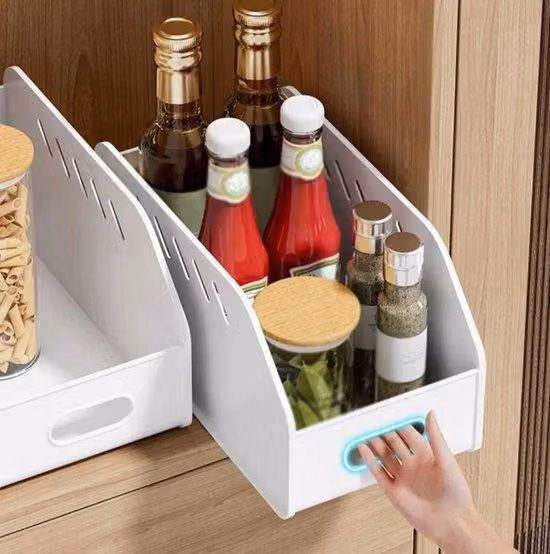 Grande organizer per cassetti impilabile in plastica con maniglie, cassettiera multifunzionale.