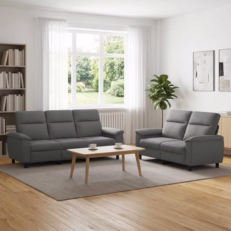 Set di 2 divani moderni vidaXL in tessuto grigio scuro con struttura in metallo per il tuo soggiorno