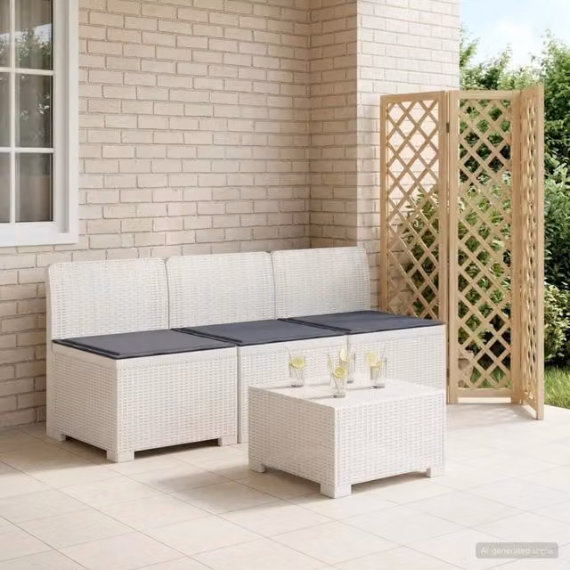 Divano da giardino 3 posti con cuscini in look rattan 3 posto 8011971