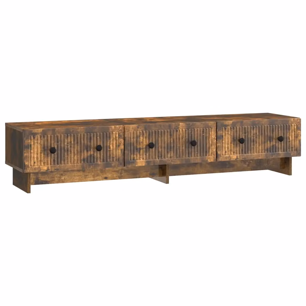 Mobile porta TV in legno ingegnerizzato Rovere Fumo, stile industrial, L: 147 cm, P: 34,5 cm, H: 30 cm – 2