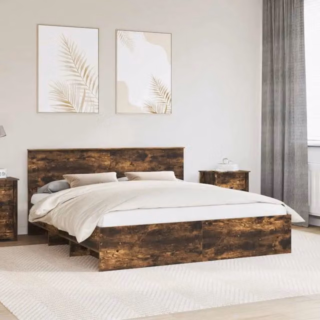 Struttura del letto con testiera Rovere fumé 180 x 200 cm 3408827