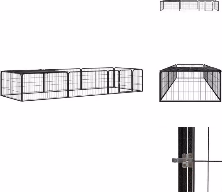 vidaXL Box per cani da 8 pezzi nero 100x50 cm in acciaio verniciato a polvere - Cucce e percorsi per cani