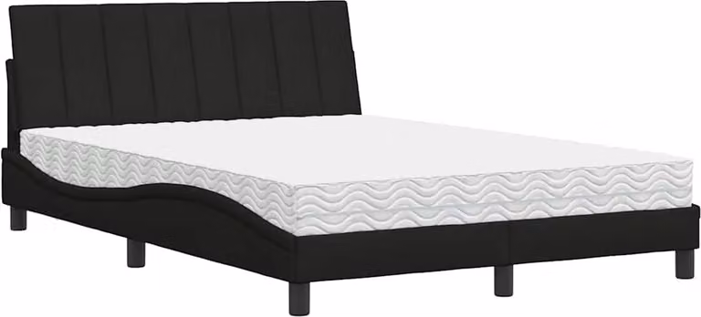 Letto con Materasso Hanko Nero 140x200 cm in Tessuto