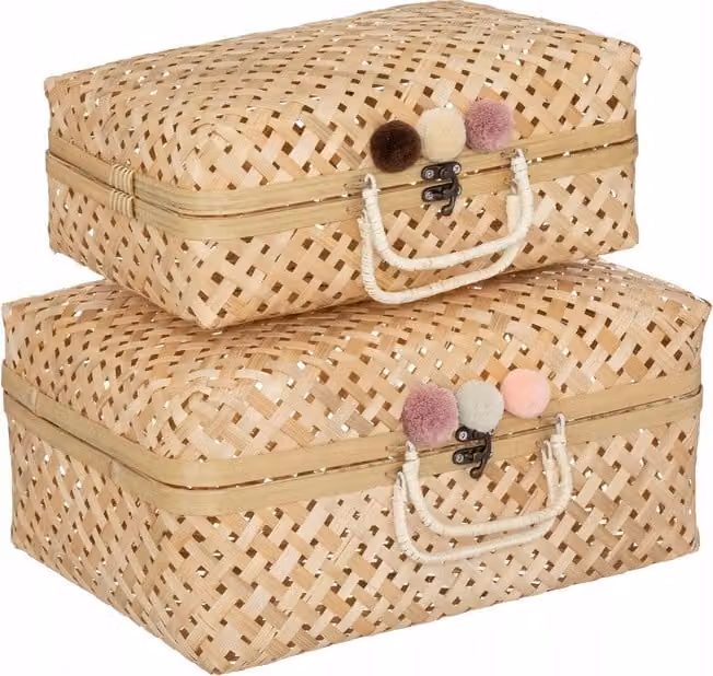 set di 2 astucci in bambù per bambini Scatola portaoggetti