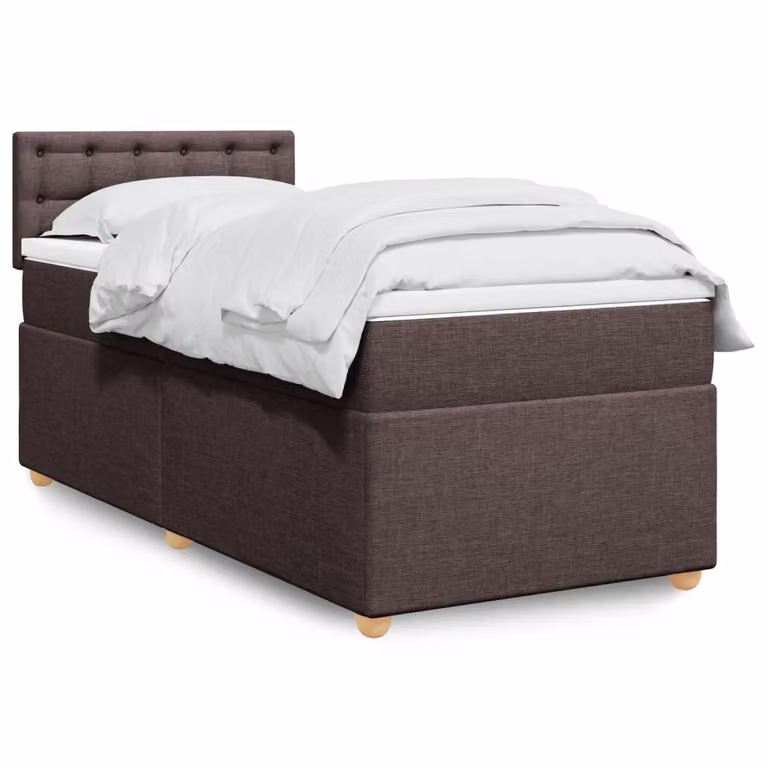 vidaXL Letto Ibrido con Giroletto a Molle e Materasso in Tessuto Marrone e Bianco L/P/H: 200 x 90 x 76,7 cm