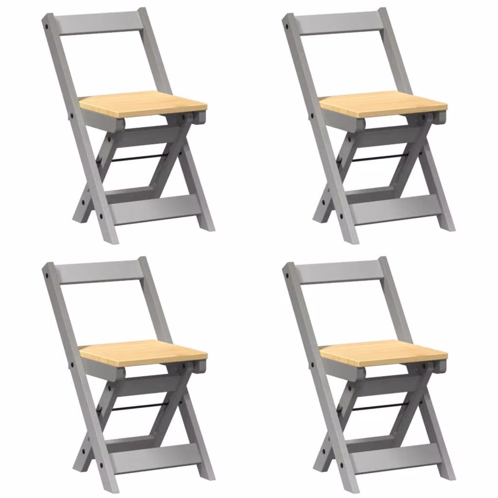 Sedie da Pranzo Pieghevoli 4 pz Grigie in Legno di Pino