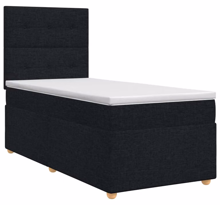 Letto a molle con materasso nero 80 x 200 cm in tessuto