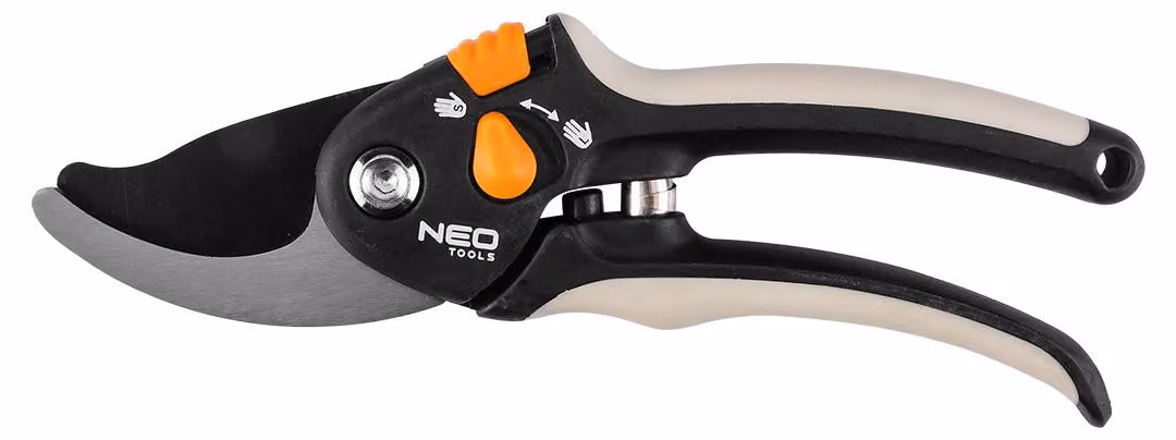 NEO TOOLS - Forbice da giardino a bypass, forbice per potatura, ergonomica, forbice per vite, con rivestimento in PTFE