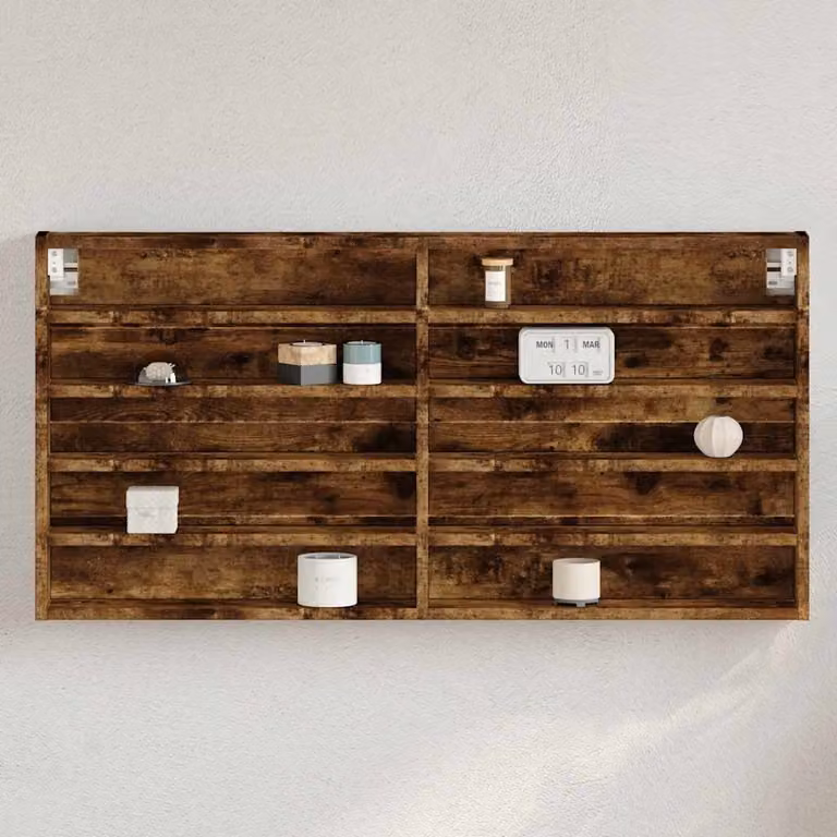 Armadietto Vetrina vidaXL in Legno Rovere Fumo con Ante in Vetro, L/P/H: 100 x 8,5 x 50 cm