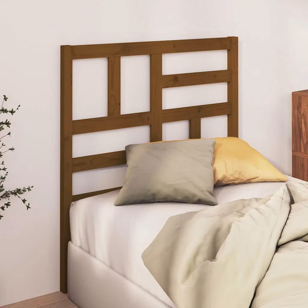Testiera per letto vidaXL in legno massello di pino color ambra, L 96 cm x P 4 cm x H 104 cm