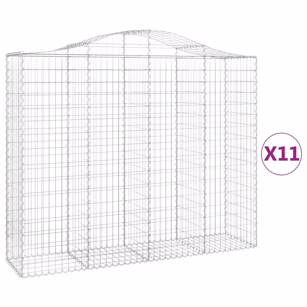 Set di 11 Cesti Gabbioni ad Arco vidaXL in Acciaio Zincato Colore Argento L: 200 cm, P: 50 cm, H: 160-180 cm – 2