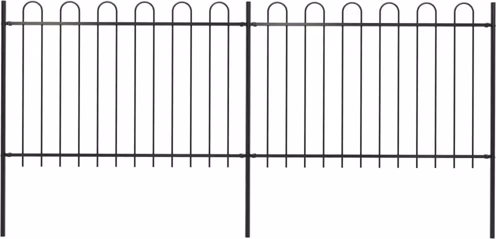 Maison Exclusive - Recinzione da Giardino con Parte Superiore ad Anello in Acciaio 359x120 cm Nera