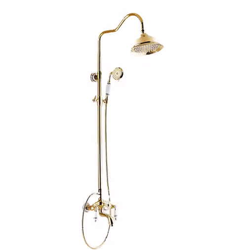 BATTERIA doccia KRAN retro ORO rame HERA