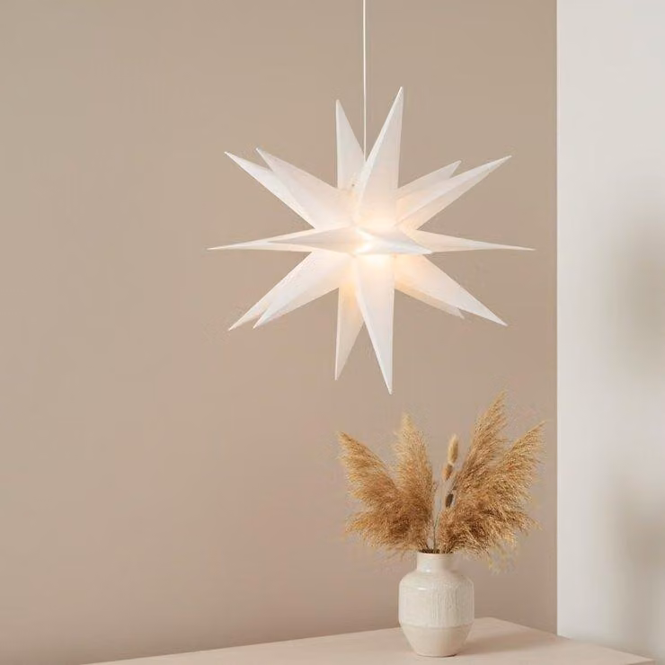 Kaemingk Lumineo LED stella illuminata 6 LED bianco caldo per esterni 60 cm bianco