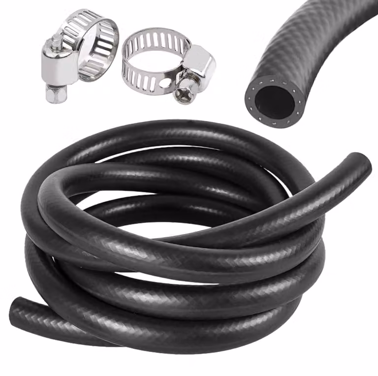 Tubo in gom da 3 metri, tubo di raffreddamento, tubo in gom NBR per benzina (interno 8 mm/esterno 14 mm), tubo per aspirazione aria, tubo per liquido di raffreddamento per motori a benzina, con 2 fascette stringitubo