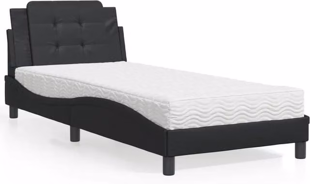 Giroletto senza Materasso-Struttura Letto Zadar Nero 90x190 cm in Similpelle 505327