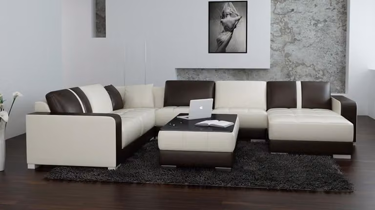 Ledersofa Couch Wohnlandschaft Ecksofa Eck Garnitur Design Modern Sofa F3012