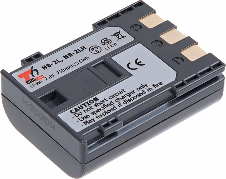 Batteria T6 Power Canon NB-2L, NB-2LH, BP-2LH, 750mAh, 5,5Wh, grigio
