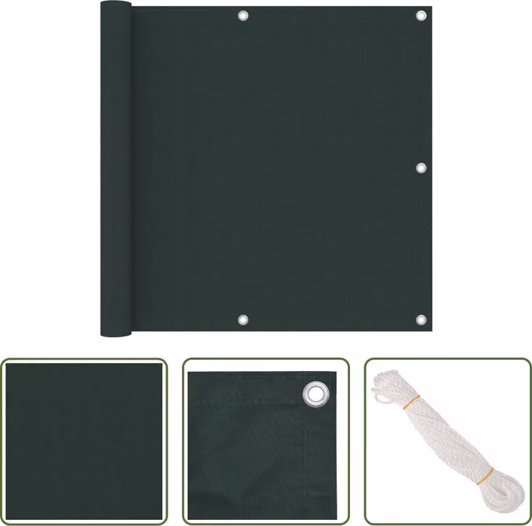 The Living Store Schermo protettivo per balcone Verde scuro 90x600 cm Tessuto Oxford