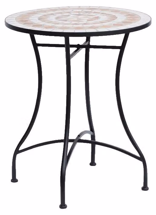 Tavolo da giardino, Ø 60 cm, altezza 71 cm, struttura in acciaio, piano in Vetroceramica, carico massimo 100 kg