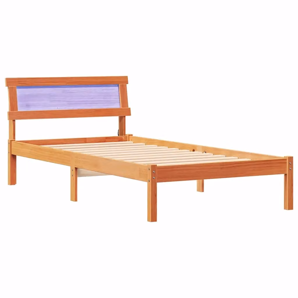 Struttura letto moderno vidaXL in pino massello marrone cerato L/P/H: 190 x 80 x 80,5 cm – 2