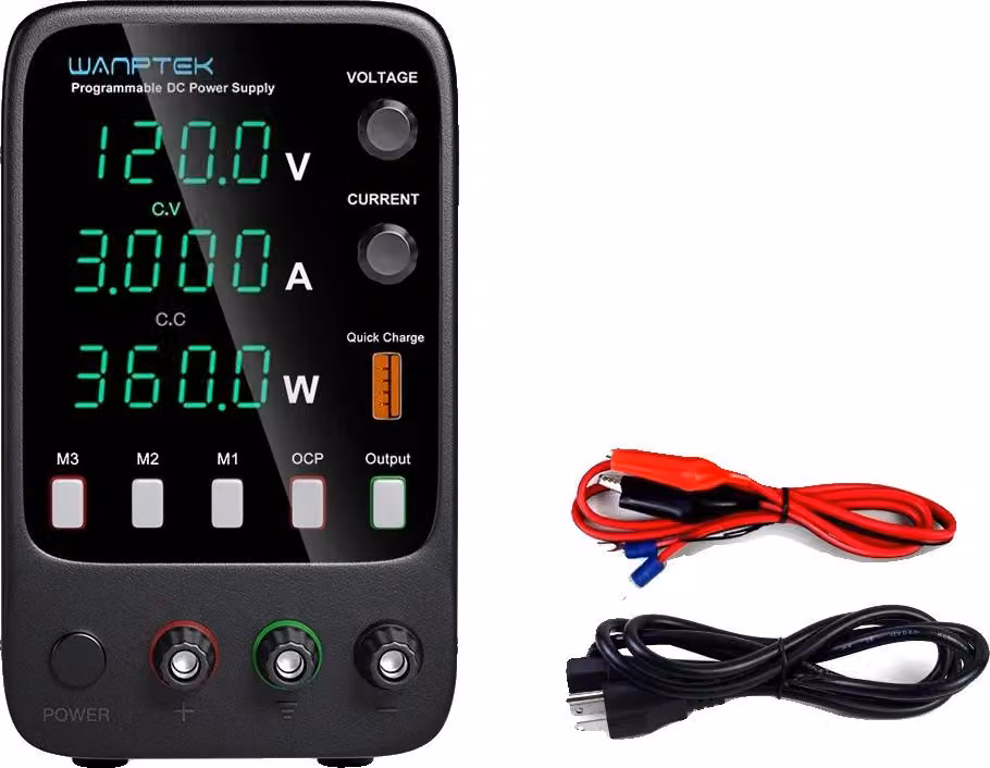Alimentazione, tensione regolabile, display digitale, memoria 120V 3A