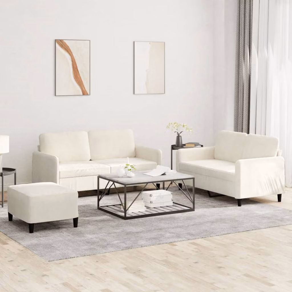 Maison Exclusive - Set divano 3 pezzi in velluto color crema