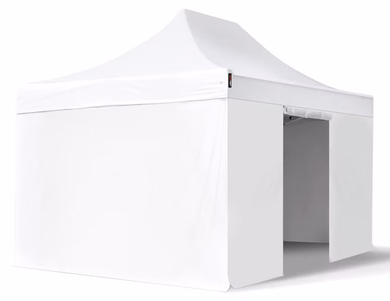 TOOLPORT 3x4,5 m gazebo pieghevole PVC con laterali, PREMIUM acciaio, bianco
