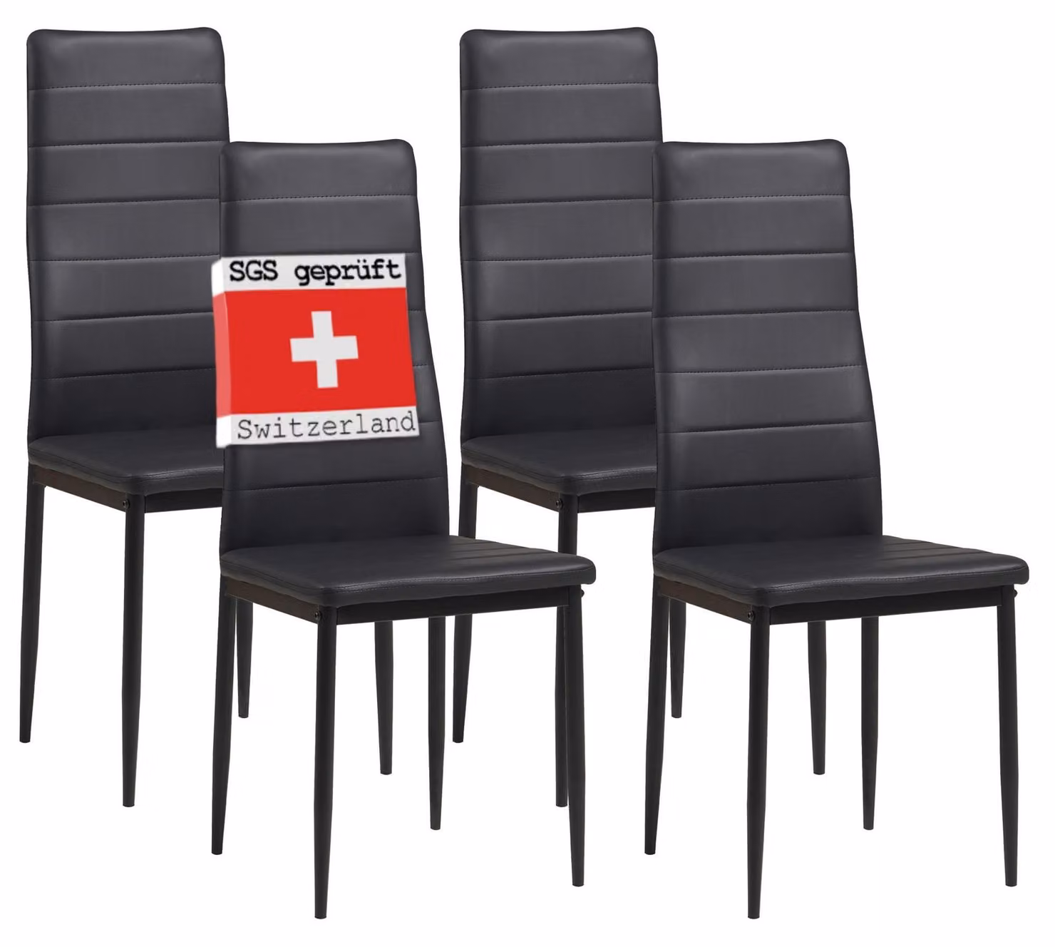 Sedie da pranzo Albatros MILANO set di 4, nero - sedia imbottita con rivestimento in Pelle finta, design moderno ed elegante per il tavolo da pranzo - sedia da cucina o da sala da pranzo con elevata capacità di carico: 110kg