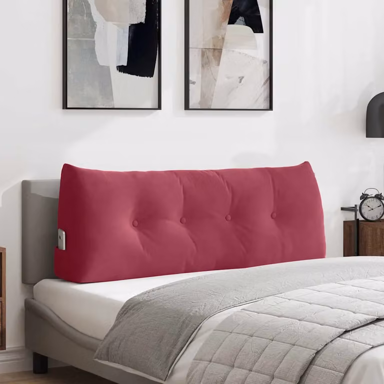 Cuscino per schiena ergonomico vidaXL in velluto rosso, L 120 x P 24 x H 50 cm