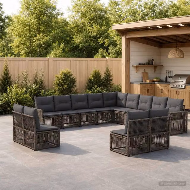 Set Divano da Giardino 13 pz Grigio e Grigio Scuro polyrattan 3435287