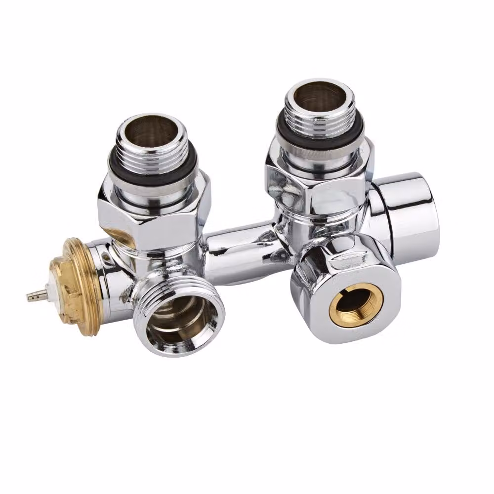 Valvole Termostatiche a Squadra Multiblock H per Radiatori con Adattatori Rame Ø12mm