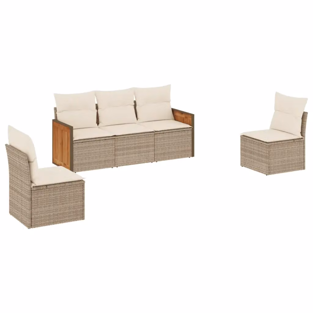 Set Divano da Giardino a L vidaXL in Polyrattan con Cuscini Beige e Struttura in Metallo – 2