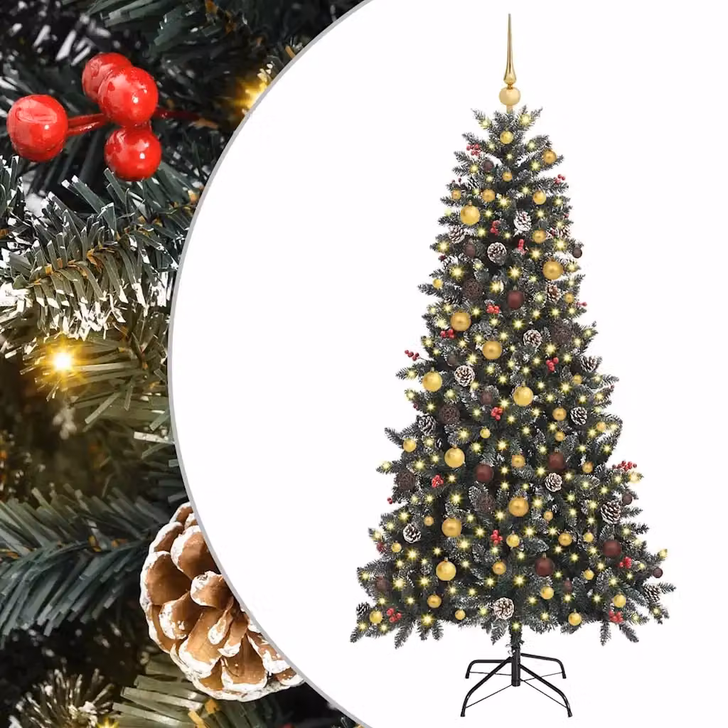 Albero di Natale artificiale moderno vidaXL verde con 300 LED luce bianca calda, Altezza: 210 cm – 2