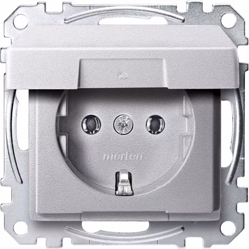 Merten SCHUKO Presa di corrente in alluminio con coperchio a cerniera MEG2311-0460